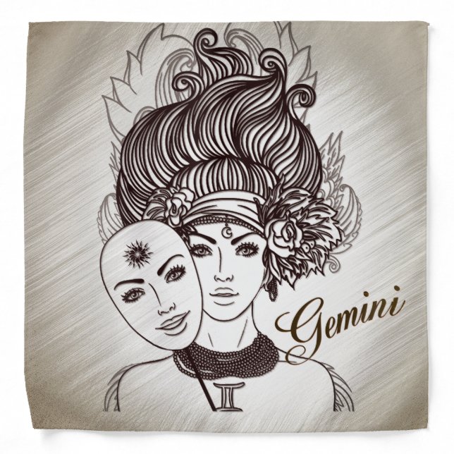 Gemini Masked Lady Zodiac Bandana (Front)