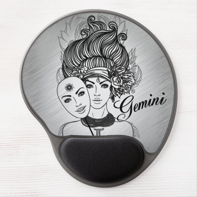 Gemini Masked Lady Zodiac Gel Mouse Pad (Front)
