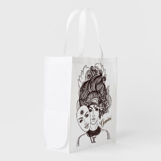 Gemini Masked Lady Zodiac Grocery Bag