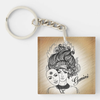 Gemini Masked Lady Zodiac Keychain