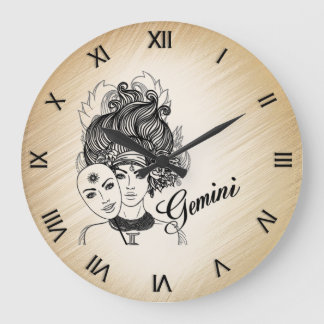 Gemini Masked Lady Zodiac Large Clock