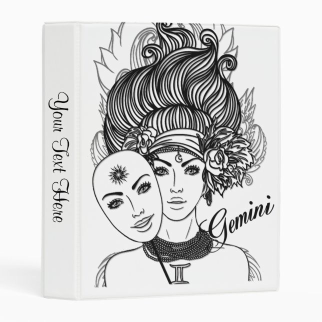 Gemini Masked Lady Zodiac Mini Binder (Front/Spine)