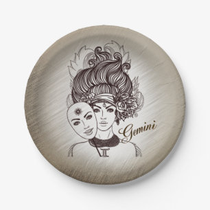 Gemini Masked Lady Zodiac Paper Plates