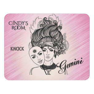 Gemini Masked Lady Zodiac personalized Room Sign