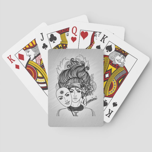 Gemini Masked Lady Zodiac Poker Cards (Back)
