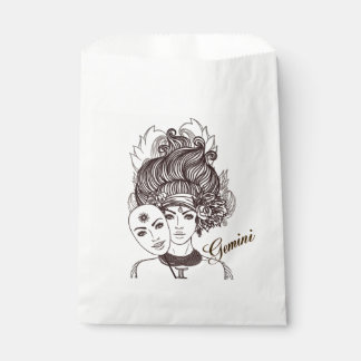 Gemini Masked Lady Zodiac Rustic Favor Bag