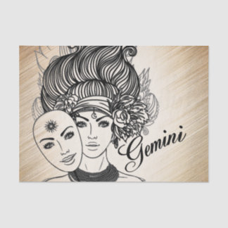 Gemini Masked Lady Zodiac Rustic Tissue Paper