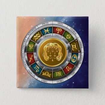 Gemini (may 21-june 20). Zodiac Signs. Button by VintageStyleStudio at Zazzle