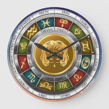 Gemini (may 21-june 20). Zodiac Signs. Large Clock by VintageStyleStudio at Zazzle