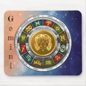 Gemini (may 21-june 20). Zodiac Signs. Mouse Pad by VintageStyleStudio at Zazzle