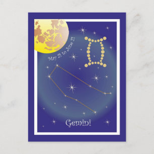 Gemini May 21 to June 21 postcard