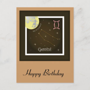 Gemini May 21 to June 21 postcard