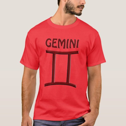 Gemini Mens Red T_Shirt