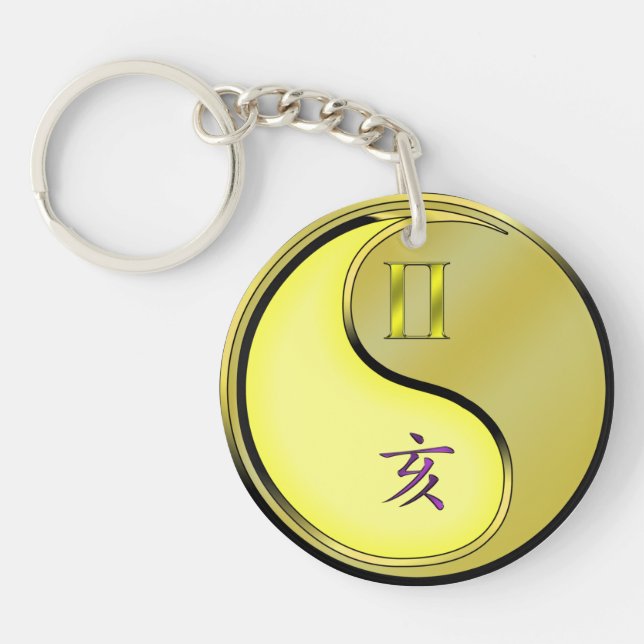 Gemini & Metal Boar Keychain (Front)