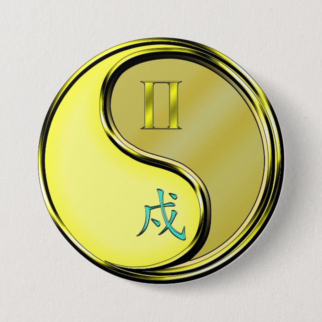 Gemini & Metal Dog Button (Front)