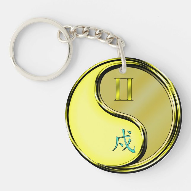 Gemini & Metal Dog Keychain (Front)