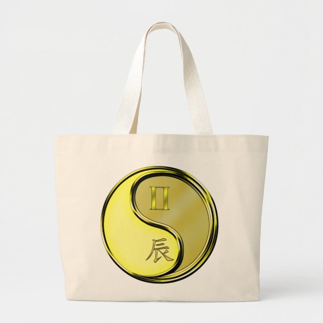 Gemini & Metal Dragon Large Tote Bag (Front)