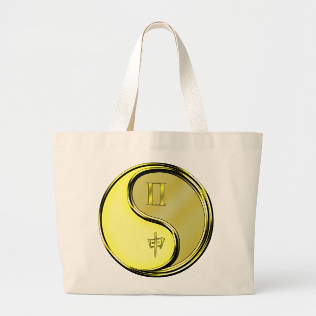 Gemini & Metal Monkey Large Tote Bag (Front)