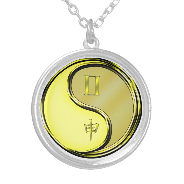 Gemini & Metal Monkey Silver Plated Necklace (Front)
