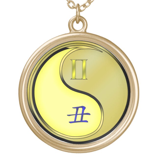 Gemini & Metal Ox Gold Plated Necklace (Front)