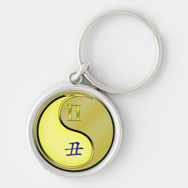 Gemini & Metal Ox Keychain (Front)