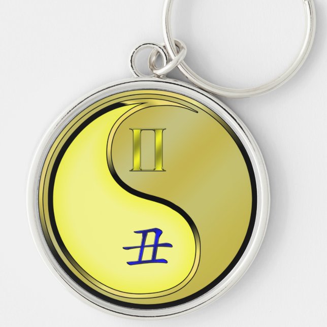 Gemini & Metal Ox Keychain (Front)