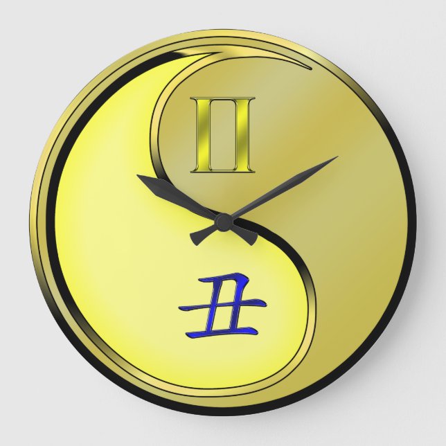Gemini & Metal Ox Large Clock (Front)