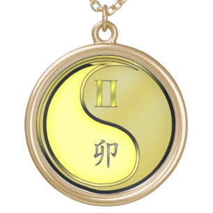 Gemini & Metal Rabbit Gold Plated Necklace