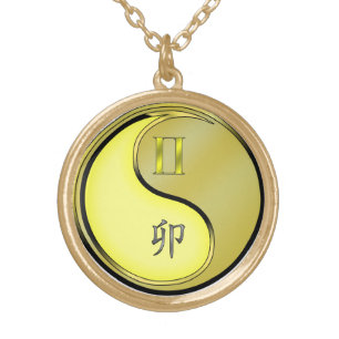 Gemini & Metal Rabbit Gold Plated Necklace