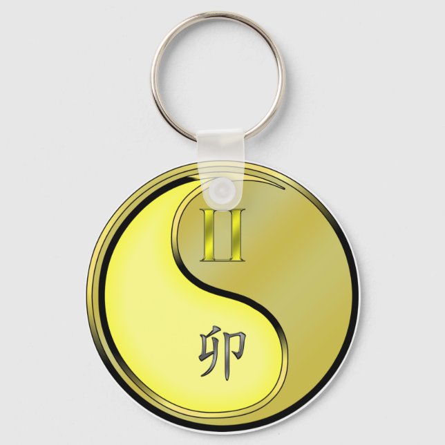 Gemini & Metal Rabbit Keychain (Front)