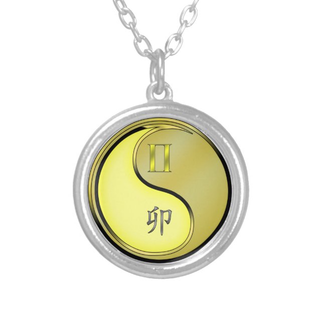 Gemini & Metal Rabbit Silver Plated Necklace (Front)