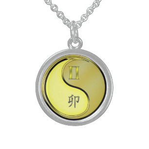 Gemini & Metal Rabbit Sterling Silver Necklace