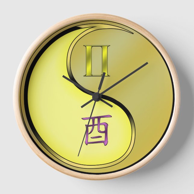 Gemini & Metal Rooster Clock (Front)