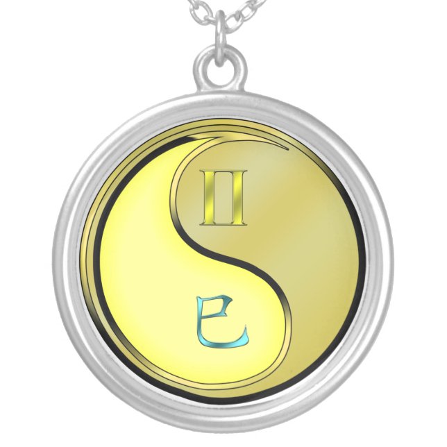 Gemini & Metal Snake Silver Plated Necklace (Front)