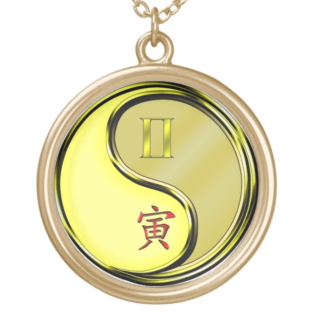 Gemini & Metal Tiger Gold Plated Necklace (Front)