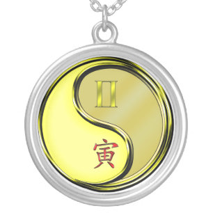 Gemini & Metal Tiger Silver Plated Necklace