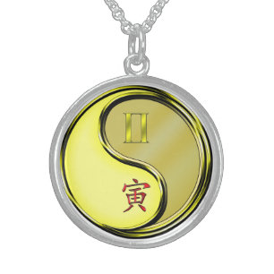 Gemini & Metal Tiger Sterling Silver Necklace