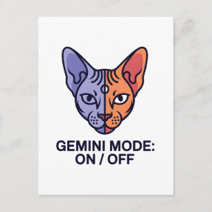 Gemini Mode Dual Cat Zodiac Graphic Art Postcard
