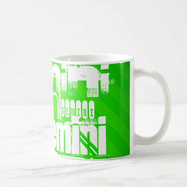 Gemini; Neon Green Stripes Coffee Mug (Right)