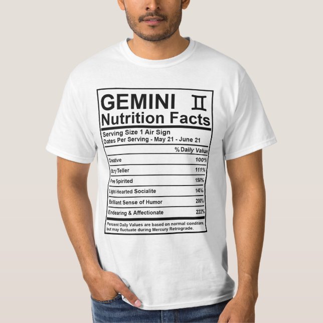 Gemini Nutrition Facts - #SaveTheWorldTribe Shirt (Front)