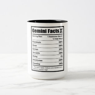 Gemini Nutrition Facts Two-Tone Coffee Mug