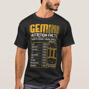 Gemini Nutrition Facts Zodiac Sign Birthday Month  T-Shirt