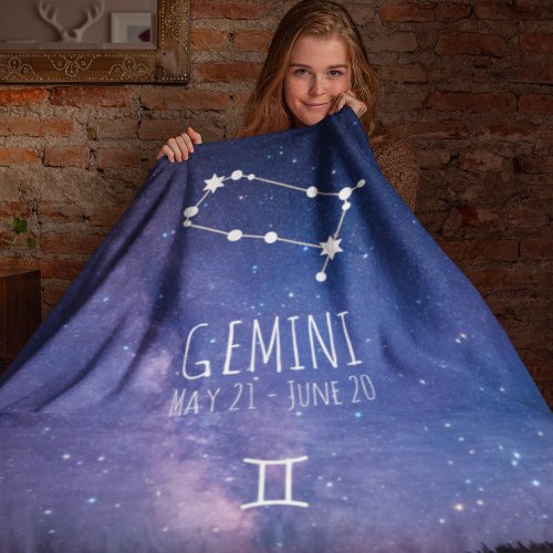 Gemini  Personalized Zodiac Constellation Fleece Blanket