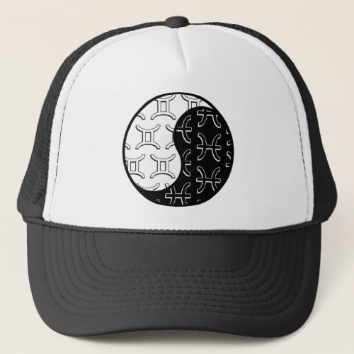 Gemini Pisces yin yang zodiac couple Trucker Hat
