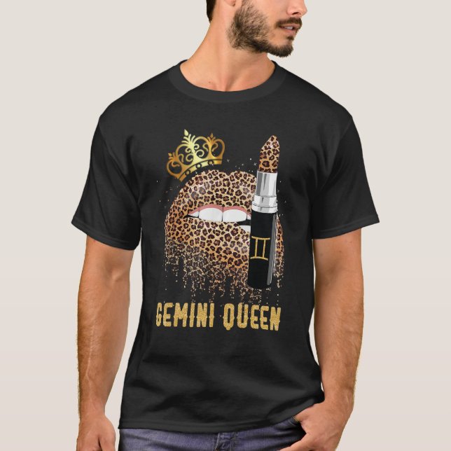 Gemini Queen Leopard Lips  Gemini T-Shirt (Front)