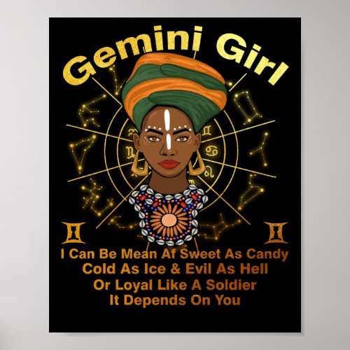 Gemini Queen Sweet As Candy Birthday Black Women Poster