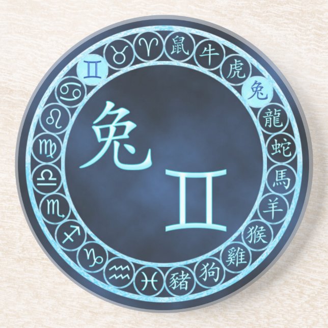 Gemini/Rabbit Sandstone Coaster (Front)
