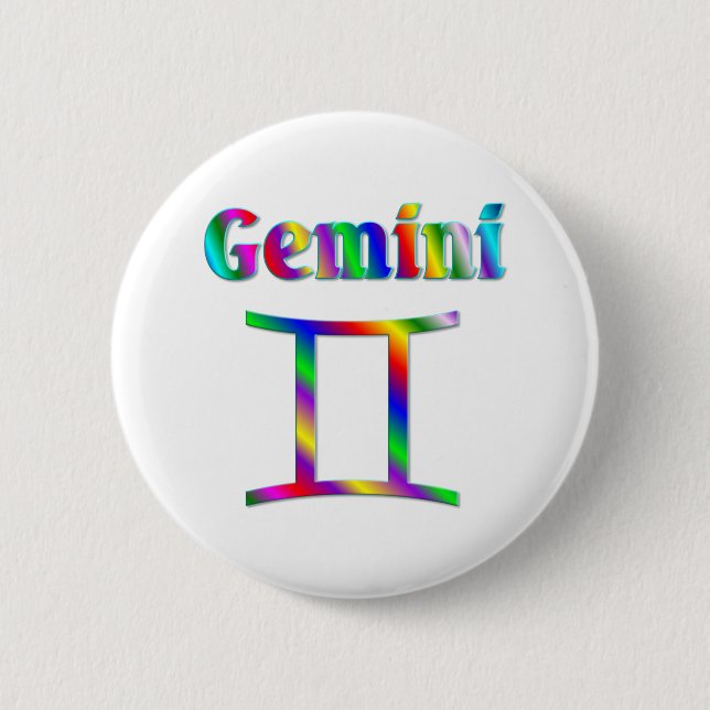 Gemini Rainbow Pinback Button (Front)