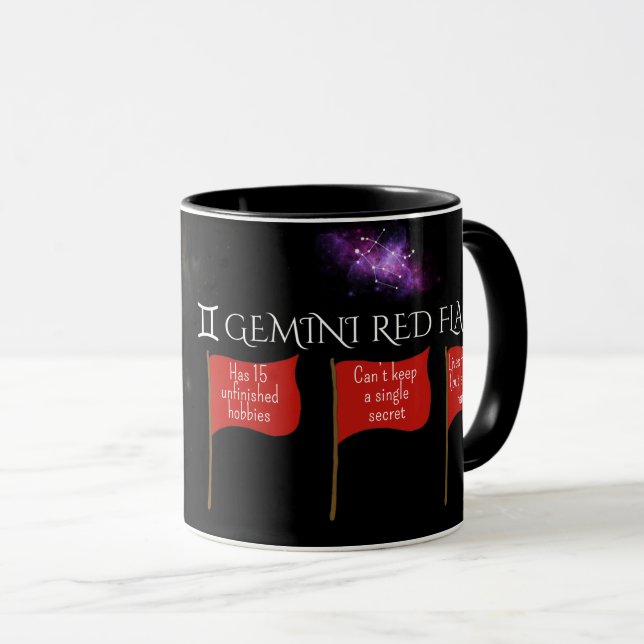 Gemini Red Flags Astrology Mug | Funny Zodiac Gift (Front Right)