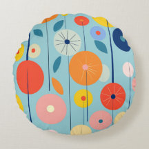 Gemini said Retro Atomic Garden Circle Pillow